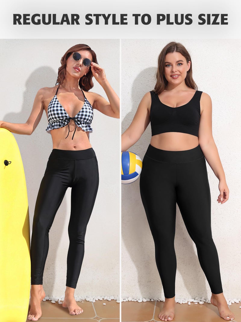 ATTRACO Swim Pants for Women Long Swimming Tights Swimming Leggings Black XL - Image 4
